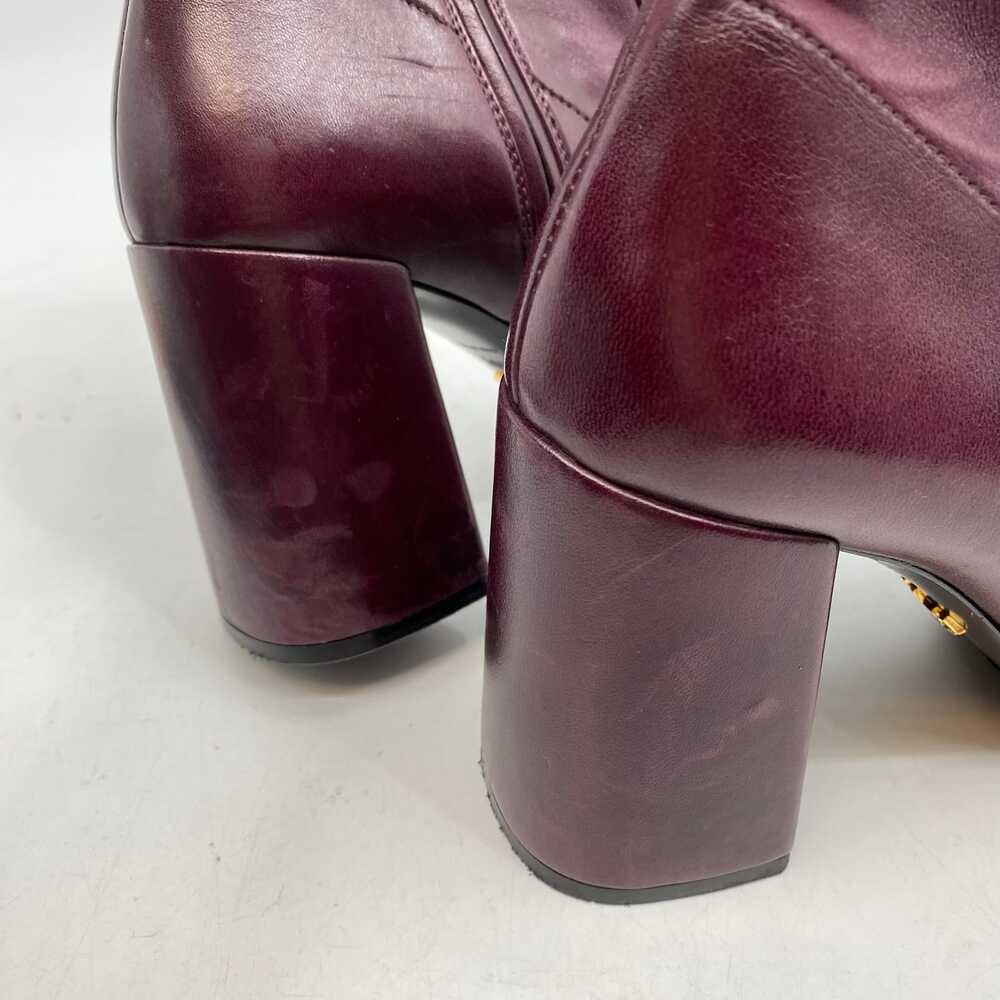 Prada Wine Red Leather Heeled Ankle Boots | Size 38.5 EU - Picture 4 of 12
